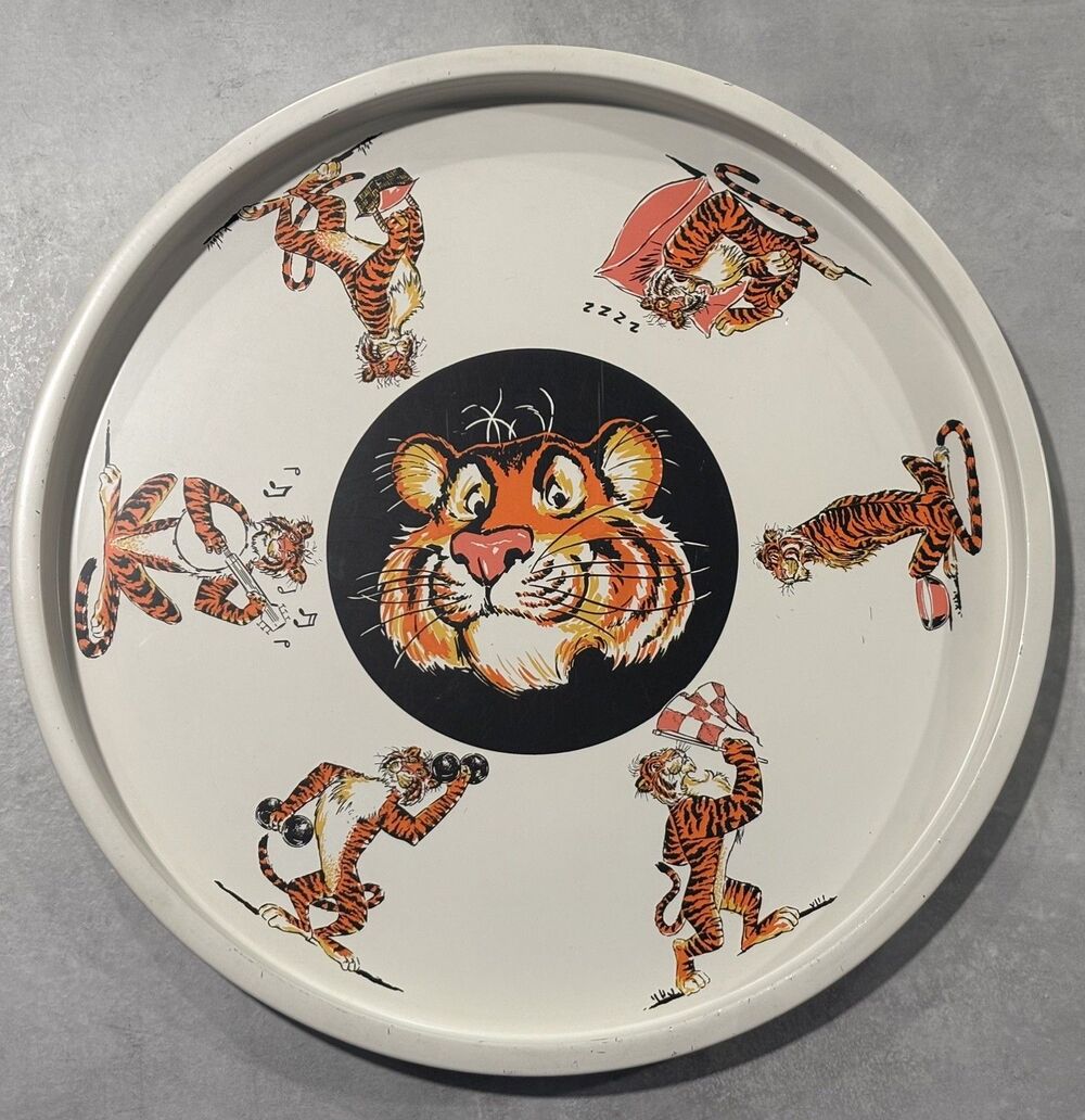 Vintage Esso Exxon Gas 13" Tin Litho Metal Beer Serving Tray Tiger in Your Tank